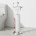 RUMOSE Toilet Paper Holder Stand for Floor, Polished Chrome Bathroom Free Standing Toilet Tissue Roll Holder with Storage, Adjustable 17-25 Inch, SUS304 Stainless Steel
