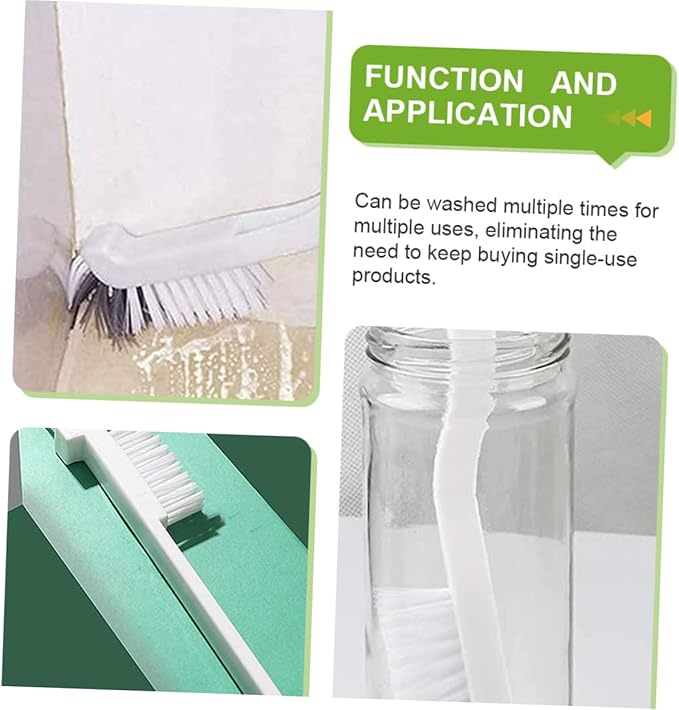 Wakauto 4pcs Sink Scrub Brushes with Curved Handles for Deep Cleaning Bottles Tile Lines Corners and Grout Hard to Reach Crevice Cleaning for Kitchen Surfaces and Sinks