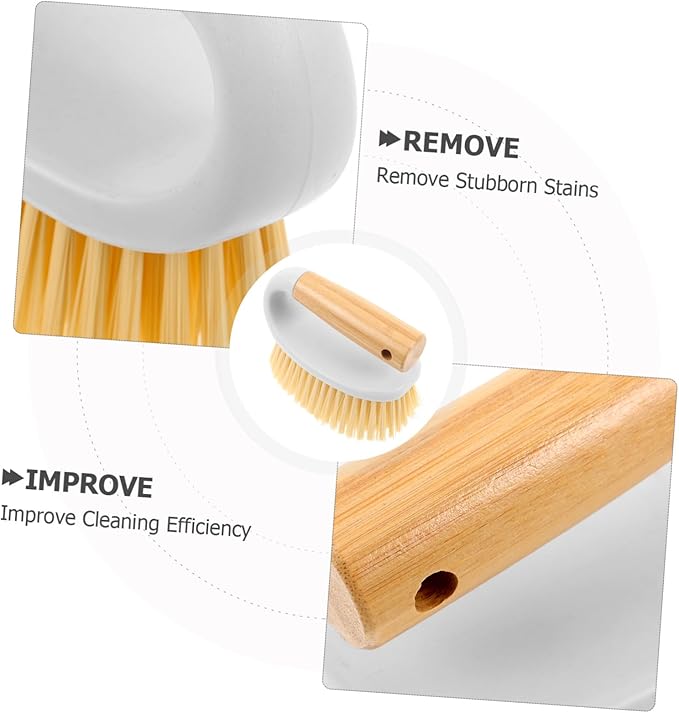 GANAZONO Multi-Function Hard Scrubbing Brush with Wood Handle for Bathroom Kitchen Tile and Floor Crevices Portable Compact Cleaning Tool for Narrow Spaces and Grout Lines