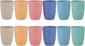 LuckyZone Wheat Straw Unbreakable Cup - 12 oz Reusable Drinking Glasses Sets for Kitchen, Home - Dishwasher Safe Tumbler - BPA Free & Eco-Friendly (12Pcs/6Color)