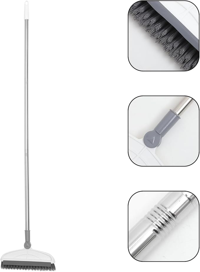 Housoutil Long Handle Floor Scrub Brush with Stiff Bristles 126Cm Bathroom Grout and Tile Groove Cleaning Tool for Hard-to-Reach Areas
