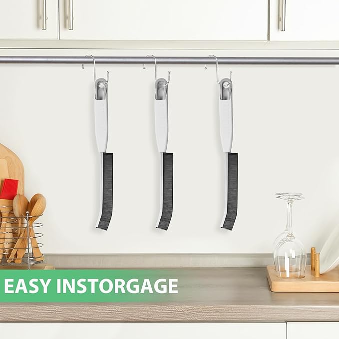 Crevice Cleaning Brush Hard Bristled, Grout Cleaner Brush, Multifunctional Thin Gap Scrub Brush, Bathroom Cleaner Tools for Household Use, Kitchen, Window, Toilet, Grout, Faucets(3PCS Frtosted White)