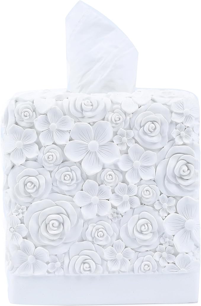 Hymmah Modern Square Tissue Box Cover Holder,Bathroom Accessories Decor Unique Design Tissue Box Cover for Bathroom Vanity Counter Tops Also Great for Bedrooms and Living Rooms