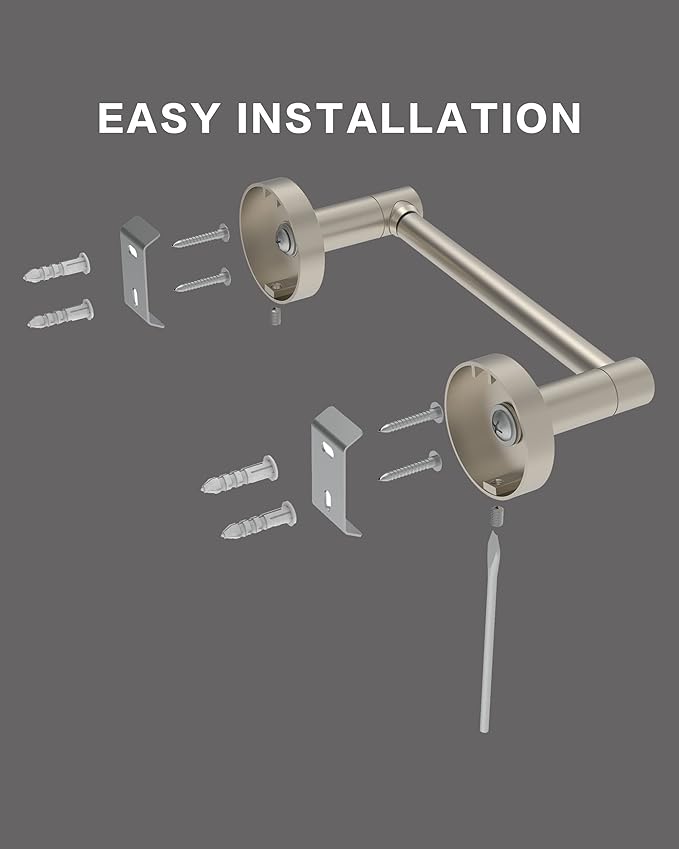Toilet Paper Holder Brushed Nickel Bathroom Double Post Pivoting Tissue Roll Holder Stainless Steel and Zinc Alloy Wall Mount Detachable (Brushed Nickel 2PC)