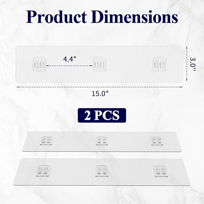 Kitsure Shower Caddy Adhesive Replacement, Transparent Adhesive Hooks Stickers, Strong Hook Strip for Shower Caddy Basket Shelf, Soap Holder, adhesive strip, Bathroom Accessories Set, 2-Pack, X-Large