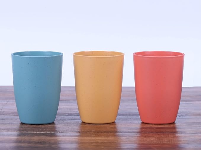 LuckyZone Wheat Straw Reusable Cup (12 oz) - Unbreakable Drinking Glasses Sets - Dishwasher Safe Tumbler - Lightweight, BPA Free and Eco friendly (4 Color)