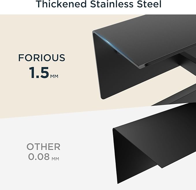 FORIOUS Black Toilet Paper Holder with Shelf, 304 Stainless Steel Wall Mount Commercial Toilet Paper Dispenser, Double Tissue Roll Holder for Bathroom, Matte Black