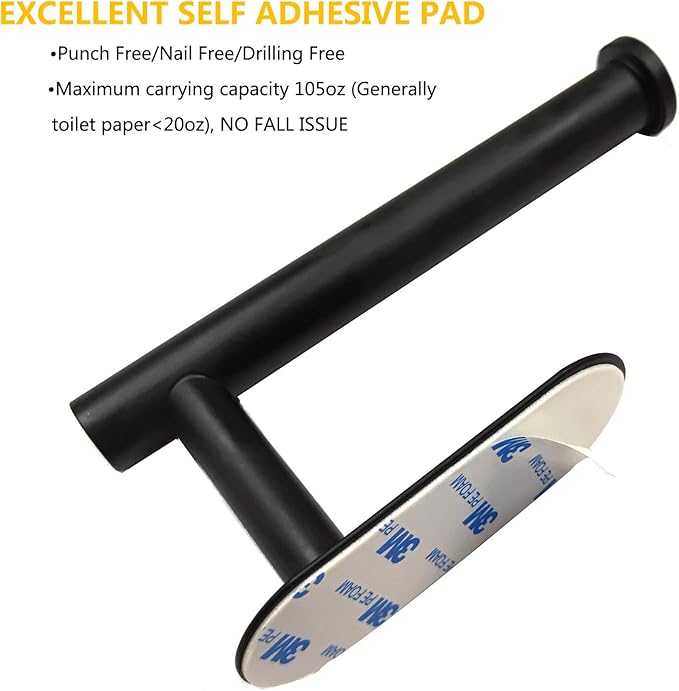 WYSE Self Adhesive Black Toilet Paper Holder,Stick on Toilet Paper Holder for Bathroom,Toilet Paper Roll Holders,SUS304 Stainless Steel RV Toilet Roll Holder