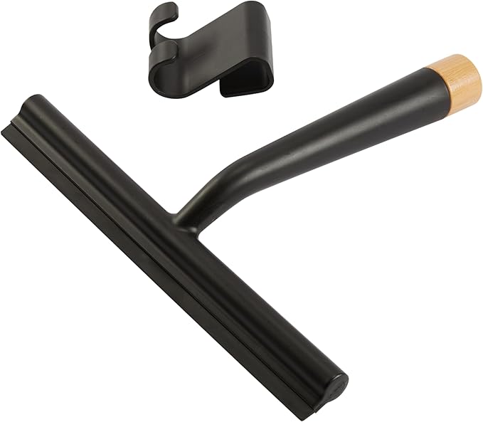 Bath Bliss Shower Squeegee with Hook in Black