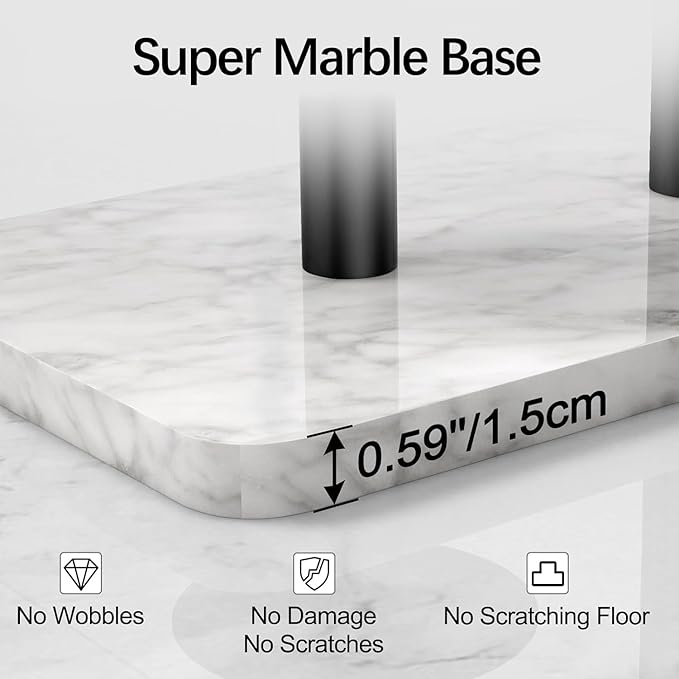 Toilet Paper Holder Stand for Bathroom Floor Standing Toilet Roll Dispenser Storages 4 Reserve Rolls, with Top Storage Shelf for Cell Phones, Wipe, Wallet and More(Marble Black)