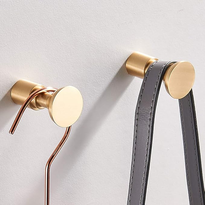 TECI Solid Brass Gold Hooks Heavy Duty Wall Mounted. Perfect for Purse,Coats, Jackets, Hats, Scarfs, Bags,Coat,Hat,Towel, and More.Available for Clothing Store, Hotel, Cafe, TC005C