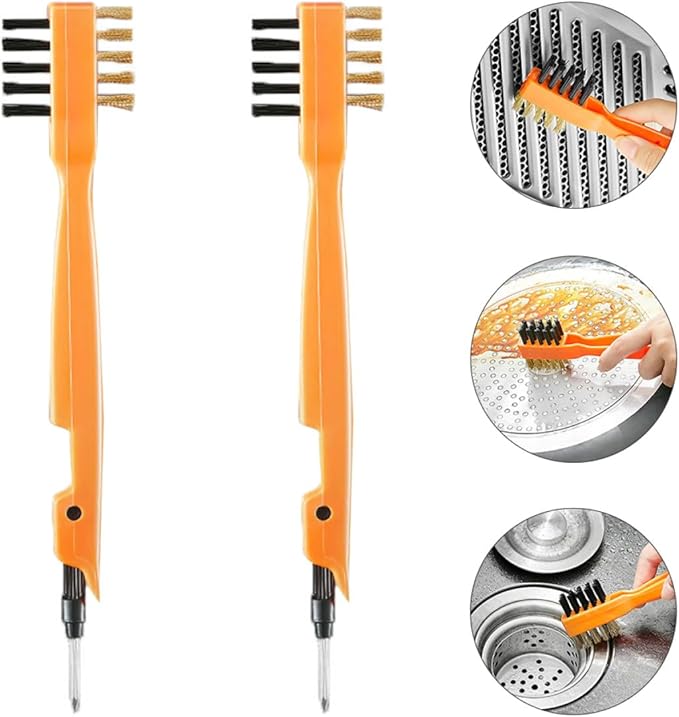 2pcs Multipurpose Seam Cleaning Brush with Stiff Bristles for Tile Window Groove and Floor Cleaning for Bathroom Kitchen and Window Tracks