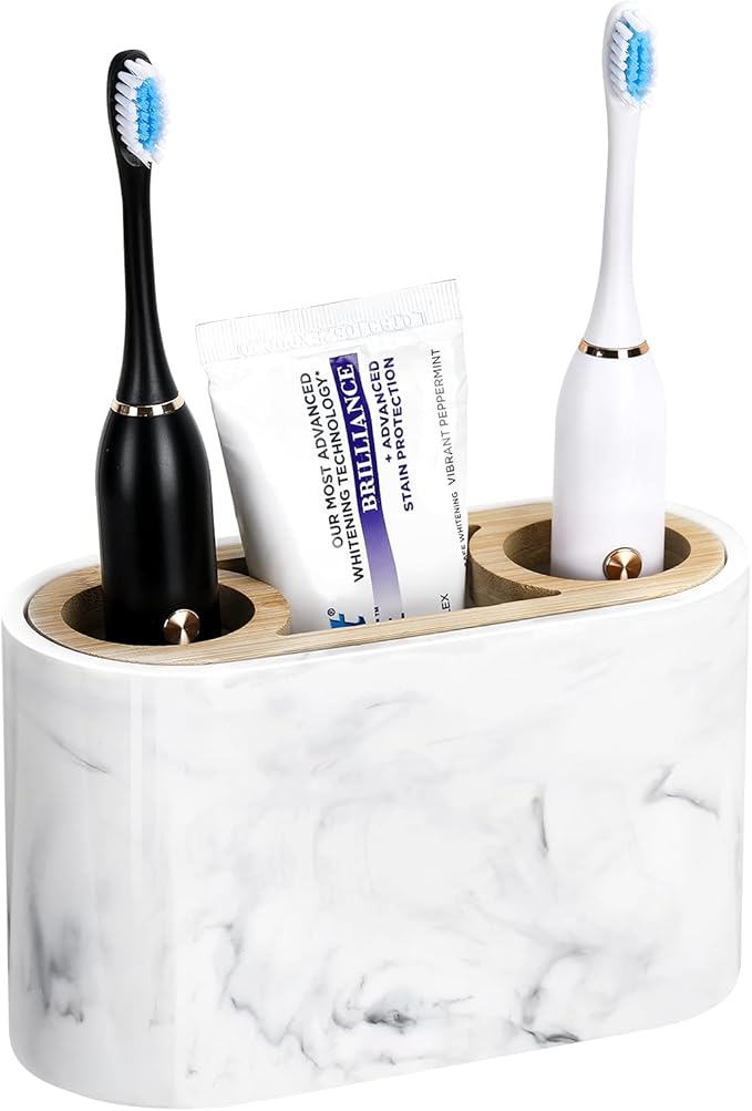 Shinowa Toothbrush Holder,Premium Toothbrush Organizer,Bathroom Storage Organizer for Electric Toothbrush, Toothpaste, Razor, Comb - Ink White