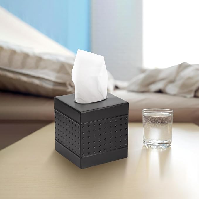 Industrial Style Tissue Box Cover, Tissue Holder, Square Box Covers,for bedrooms, Offices, bathrooms, Living Rooms etc.(Black)