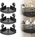 Triangle Suction Cup Corner Shelves, 2026 No Drilling Bathroom Storage Rack, Corner Shower Shelf Suction Cup Shower Caddy Corners Organizer Storage Rack Adhesive with Towel Bar (black, three-layer)