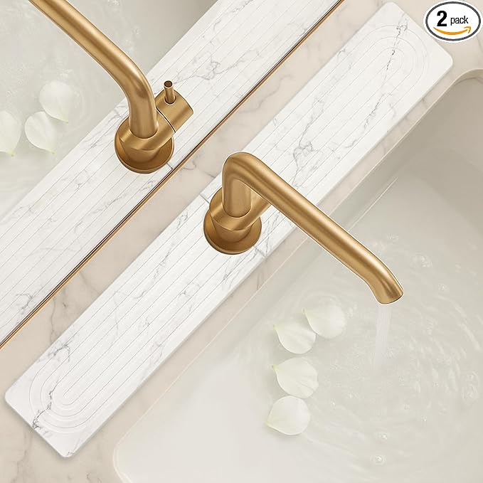 Drying Stone Faucet Mat for Kitchen Sink Trays Diatomite Quick Dry Around Faucet Mats Absorbent Drying Mat for Kitchen Counter Water Absorbing Stone Tray for Bathroom Sink Protector Splash Guard