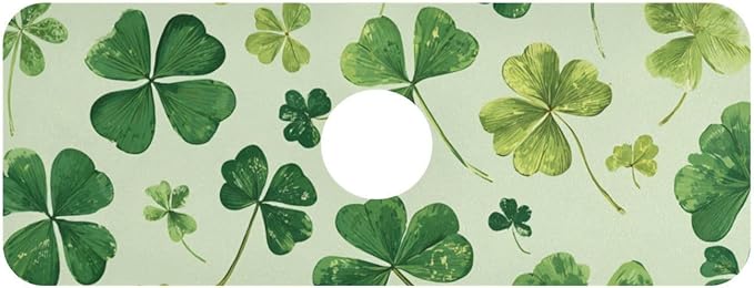 Green Natural St Patrick Clovers Kitchen Sink Splash Guard Faucet Mat Diatomite Absorbent Pad for Bathroom RV 14.7x5.4in 1PCS water