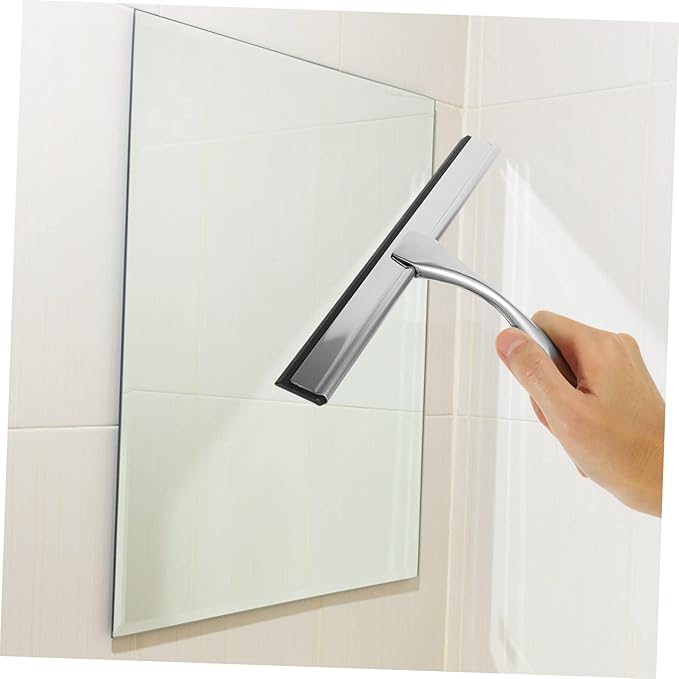 10-Inch Stainless Steel Window Squeegee Adhesive Hooks Shower Glass Cleaner for Bathroom and Kitchen Easy to Use Squeegee Tool for Streak-Free Cleaning