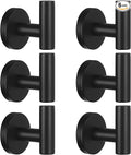 Kruodop Towel Hooks for Bathroom,6 Packs Wall Mount Towel Holder,Black Matte Wall Robe Hook,Stainless Steel Heavy Duty Door Hanger Towel Hook for Kitchen, Bedroom,Hotel,Pool,Coats - Black
