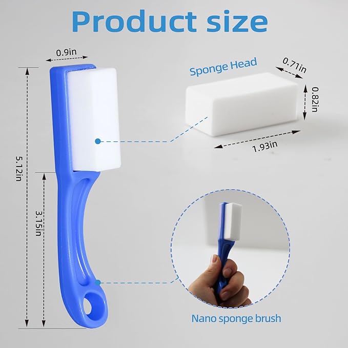 Magic Sponge Eraser with Handle, 33 Refill Melamine Sponges & 2 Scrub Brushes, High Density Melamine Foam Set for Kitchen Sink, Stove, Bathroom, Wall and Precision Oil Stain Cleaning