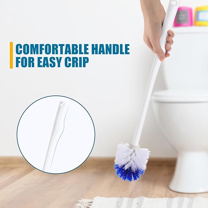 15 Pcs 18.5 Inch Toilet Bowl Cleaner Brush Bathroom Long Plastic Handled Cleaning Scrubber with Hook Hole Without Holder for Household Cleaning (Blue,White)