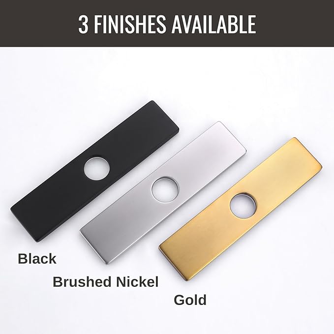 10" Sink Faucet Hole Cover Deck Plate for Bathroom & Kitchen Vanity Sink, Gold Escutcheon Plate Stainless Steel Outside Faucet Cover Cap Rectangle Mixer Tap