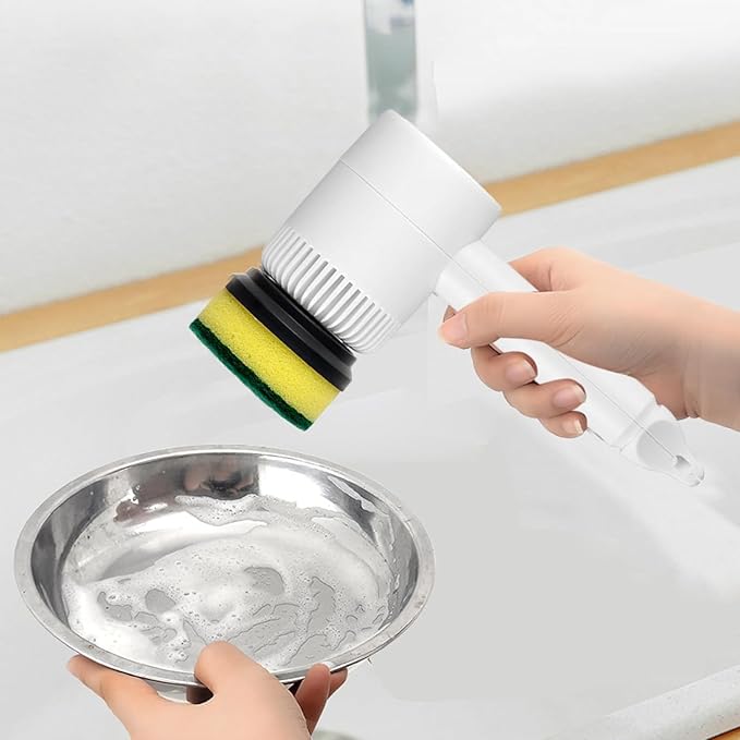 Electric Spin Scrubber, Electric Cleaning Brush with 6 Brush Heads, Rotating Head Powerful Spin Scrubbers, Multipurpose Electric Cleaning Brush for Kitchen Bathroom and Floor