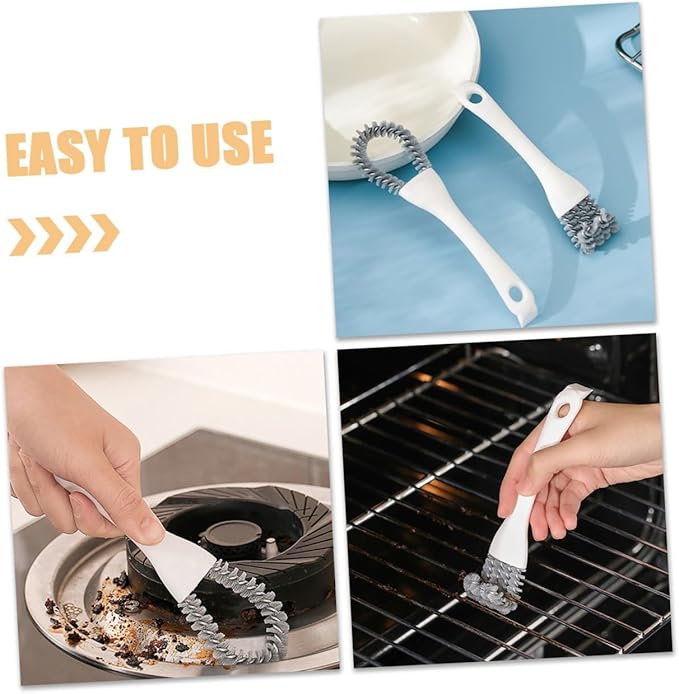 NOLITOY 2pcs Kitchen Cleaning Brush Set U-Shaped Angled Grout Cleaner Grip Brushes for Hard-to-Reach Corners and Stove Grime Removal Handheld Soft Cleaning Tools for Home