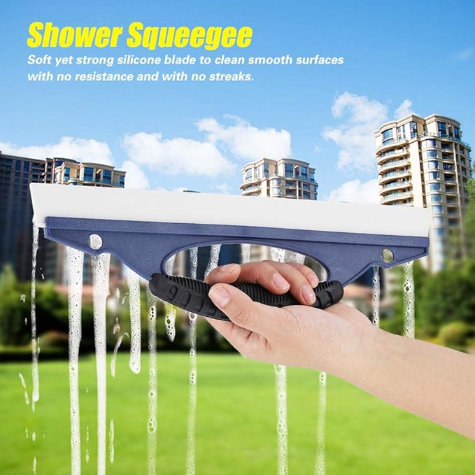 Haofy Portable Water Blade Silicone Shower Squeegee Wiper Blade for Doors Cars Windows Glass