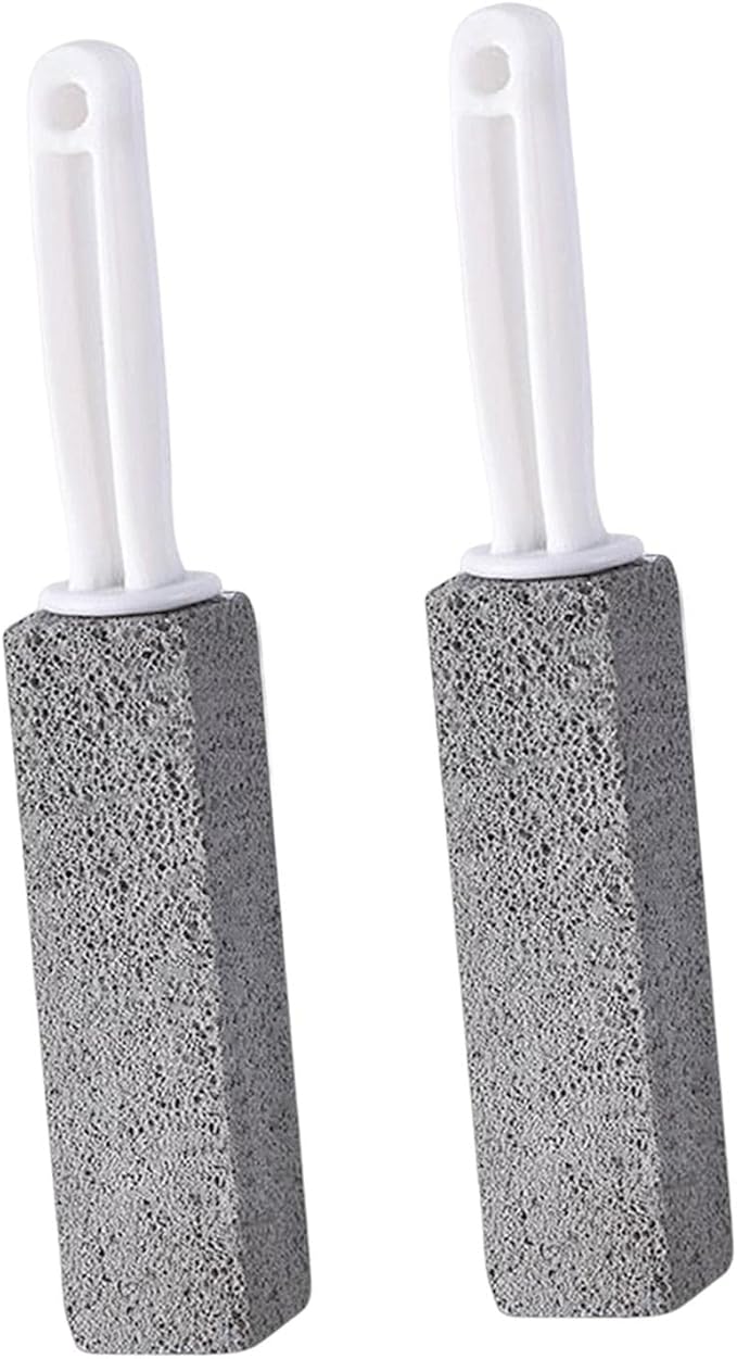 Pumice Toilet Brush, Hard Watermark Remover Cleaning Stone, Suitable for Tile Grout Rust Grill Toilet Bowls (2pcs)