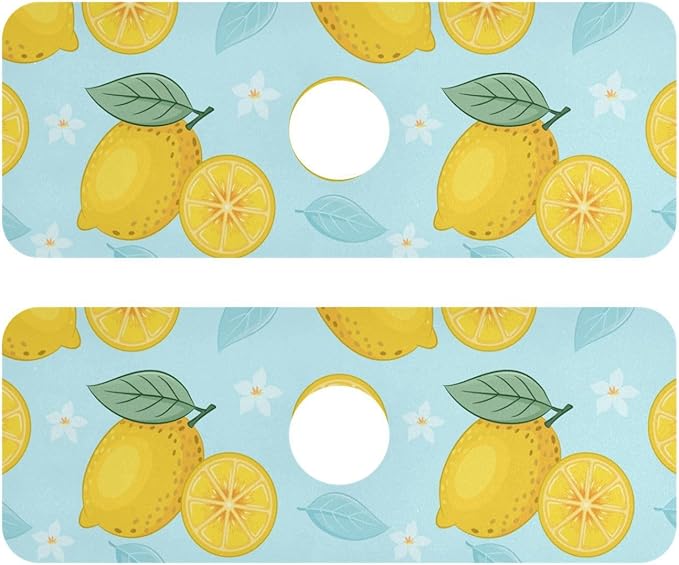 Kitchen Sink Splash Guard Sink Faucet Mat Faucet Handle Drip Catcher Drain Mats for Kitchen Bathroom Countertop Absorbent Dish Drying Mat Pad16 2pack 30x5.4Inch Lemon Blue