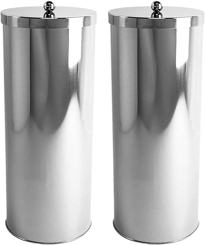 Huji Rust Resistant Stainless Steel Toilet Paper Roll Canister Holder for Bathroom Storage (2, Toilet Paper Canister)