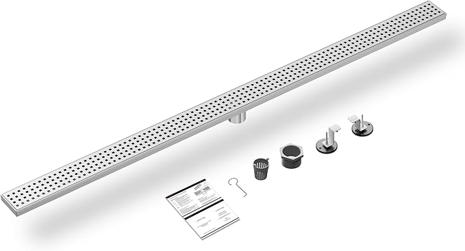 304 Stainless Steel Shower Drain, Removable Grate & Hair Catcher Bathroom Floor Drain with Waterproof Design for Tile Floor, CUPC Compliant (Punch, 60 Inch)