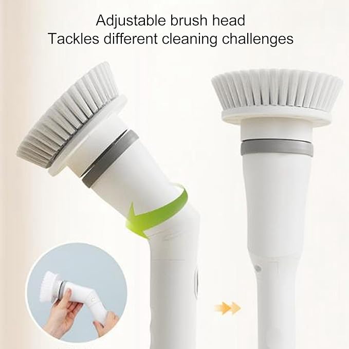 Generic Cordless Cleaning Brush, Rechargeable Automatic Rotate Stretchable Electric Scrubber with 6 Replaceable Heads for Bathroom Tub Tile Floor