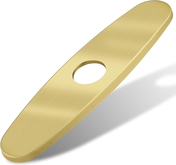 10 Inch Kitchen Sink Deck Plate Cover | Golden 304 Stainless Steel Hole Cover Escutcheon for Pull Down Faucets, 1 or 3 Hole- Fits Extra Mounting Holes (Golden)
