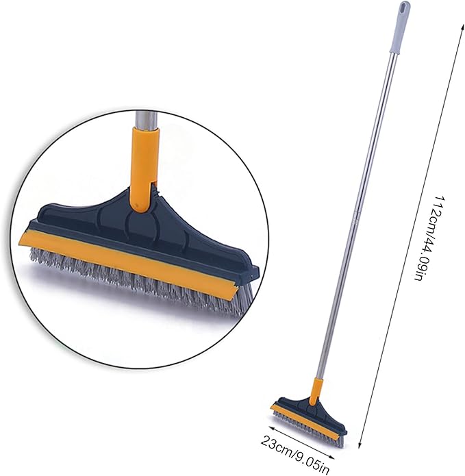 Floor Scrub Brush with Long Handle - 2 in 1 Long Handle Scrub Brush,Adjustable V-Shaped Floor Brush Scrubber, 120 Degree Triangular Rotating Brush Head Shakven