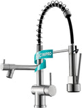 Kicimpro Faucet for Kitchen Sink, Commercial Kitchen Faucet with Pull Down Sprayer Brushed Nickel Spring Single Handle High Arc Stainless Steel Kitchen Bar Sink Faucet 1 Hole Or 3 Hole Compatible