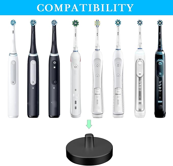 Black Electric Toothbrush Holder for Bathroom, Stainless Steel Freestanding Brush Holder, Compatible with Oral-B iO Series 3/4/5/6, Pro 500/1000/2500/3000/5000/7000/7500, Genius 6000/8000