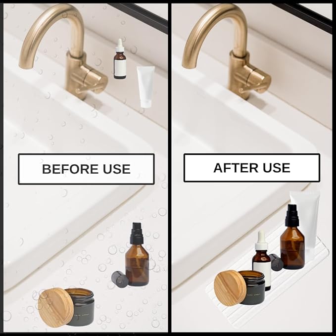 2PCS Water Absorbing Stone Tray, Fast Dry Diatomite Stone Sink Trays, Non-Slip Soap Holder for Bathroom and Kitchen Sink, Sink Coasters Keep Countertop Drying Neat, 8.3 x 4.0 Inches