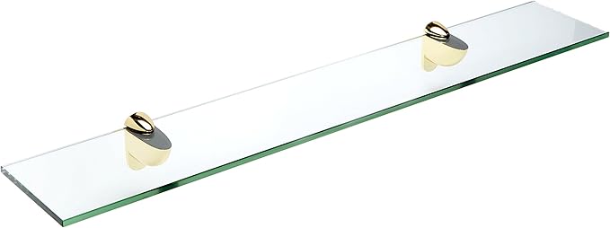Spancraft Glass H-6x30-Brass Heron Glass Shelf, Brass, 6" x 30"