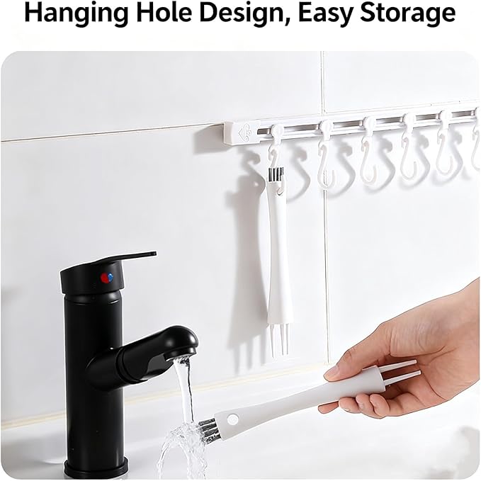 Multifunctional Gap Cleaning Brush – Stiff Bristle Grout Scrub Tool for Kitchen Tile Floors, Bathroom Crevices & Window Tracks, White