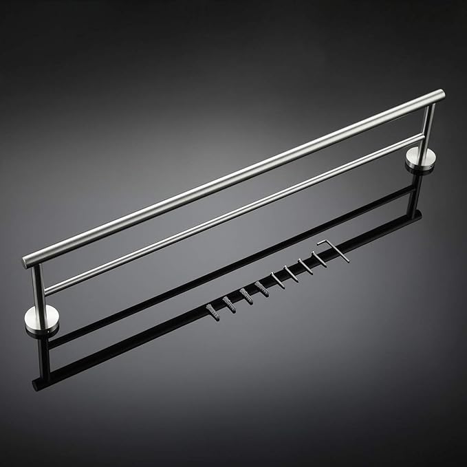 Miyili 30-Inch Bathroom Double Towel Bar Brushed Stainless Steel Bath Towel Rack Holder Wall Mount, A01N75B