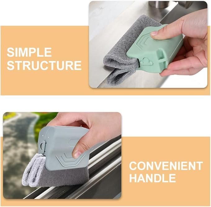 VICASKY 3pcs Window Track Cleaner and Crevice Brush Set, Household Cleaning Tool for Window Groove and Grout, Small Space Scrub Brushes in Green, Gray, and Pink