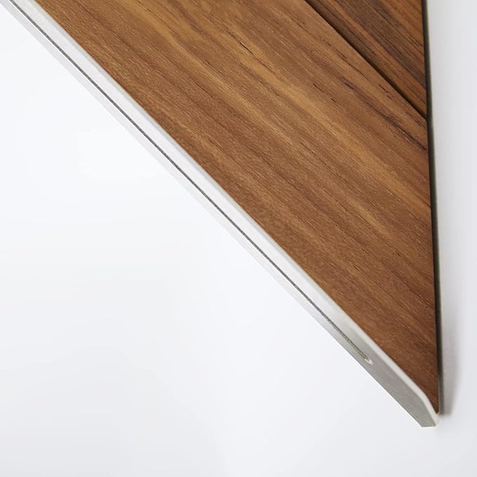 Seachrome Corner Shower Shelf in a Polished Finish with a Natural Teak Wood Insert
