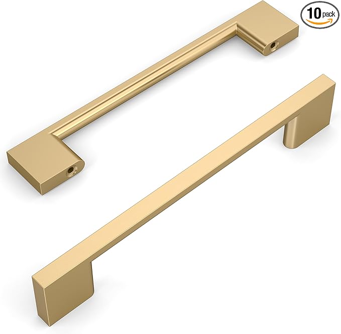 Amerdeco 10 Pack Champagne Bronze Cabinet Pulls 6.25 Inch(160MM) Hole Centers Kitchen Cabinet Handles Cabinet Hardware Kitchen Handles for Cabinets Cupboard Handles Drawer Pulls ZH0060
