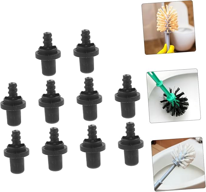 10-Piece Self-Locking Toilet Brush Head Adapter Set Screw Connector and Handle Accessories for Toilet Brush Sturdy Plastic Parts