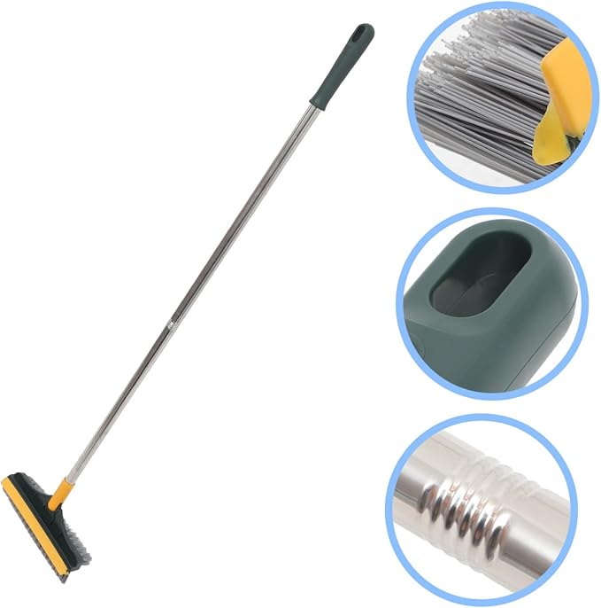 Upgraded Dual-Sided Floor Scrub Brush with Long Handle for Efficient Bathroom Kitchen and Grout Cleaning Versatile Cleaning Tool for Wet and Dry Surfaces