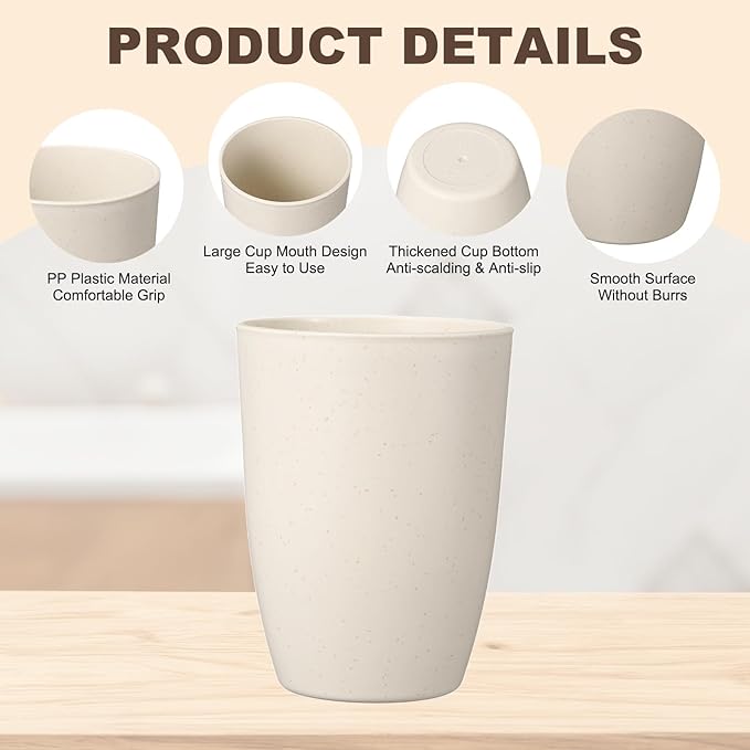 uxcell 2 Pcs Simple Toothbrush Cup, 3 x 3 x 4.1 Inch Bathroom Tumbler Reusable Plastic Cup Set for Storing Toothpaste Toothbrushes Combs Water Beverages, Beige