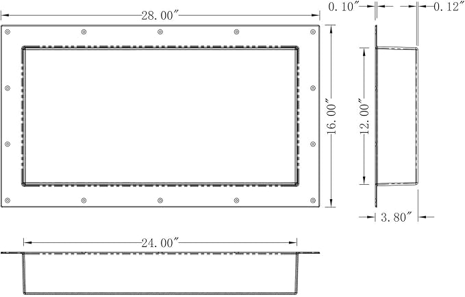Large Wide Single Shelf Recessed Shower Niche, Ready to Tile, 16" x 28" x 3.75"