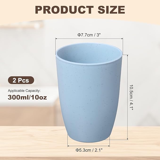 uxcell 2 Pcs Simple Toothbrush Cup, 3 x 3 x 4.1 Inch Bathroom Tumbler Reusable Plastic Cup Set for Storing Toothpaste Toothbrushes Combs Water Beverages, Light Blue